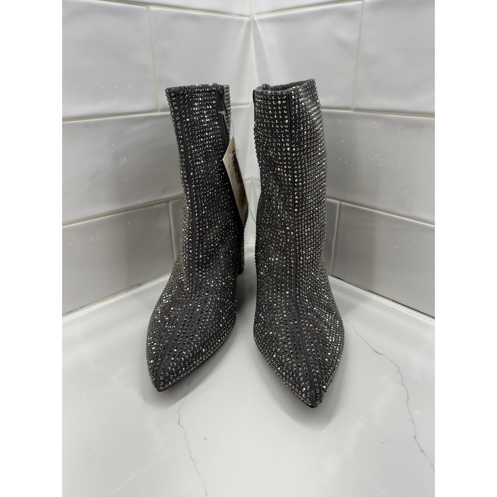 Women's Gloria Low Shaft Heeled Rhinestones Boots Memory Foam Insole - 7.5